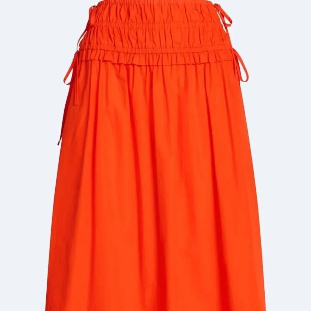 Free Assembly Smocked Drawstring Cotton Maxi Skirt Fire Orange NWT XL